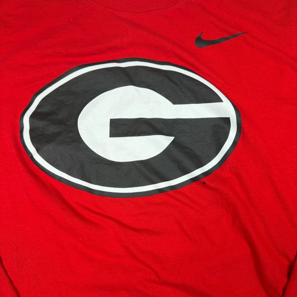 Nike Georgia Bulldogs Mens Large Red Long Sleeve T-Shirt UGA NCAA G Logo Cotton - Picture 4 of 5